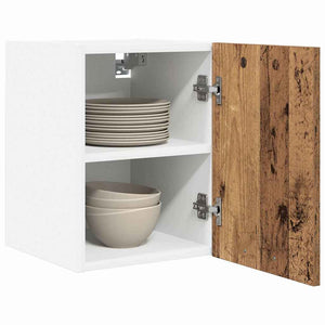 Hängeschrank mit Tür, 2er-Set, Altholz/Weiß