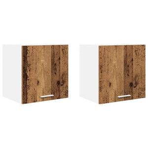 Hängeschrank mit Tür, 2er Set, Holz/Weiß