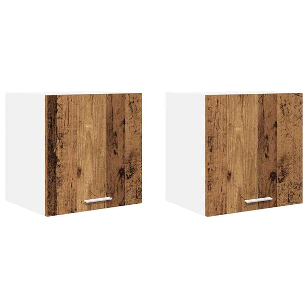 Hängeschrank mit Tür, 2er Set, Holz/Weiß