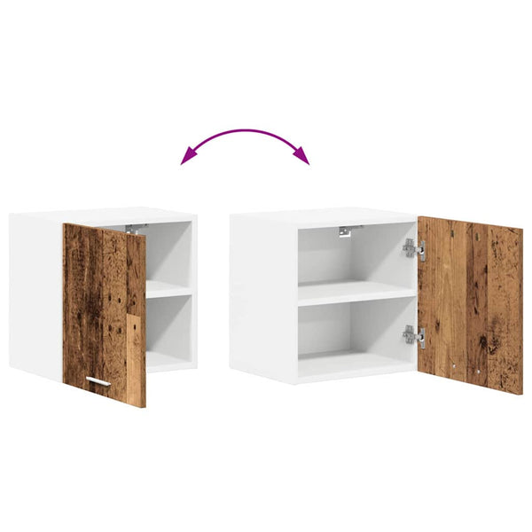 Hängeschrank mit Tür, 2er Set, Holz/Weiß