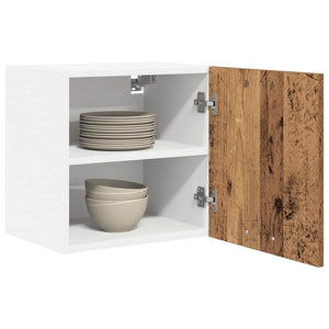 Hängeschrank mit Tür, 2er Set, Holz/Weiß