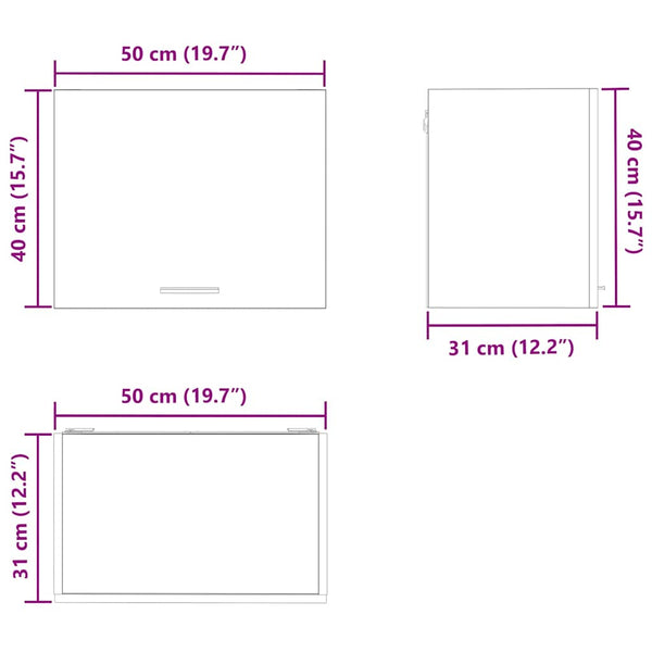 Hängeschrank 2er Set Betongrau/Weiß 50x40cm