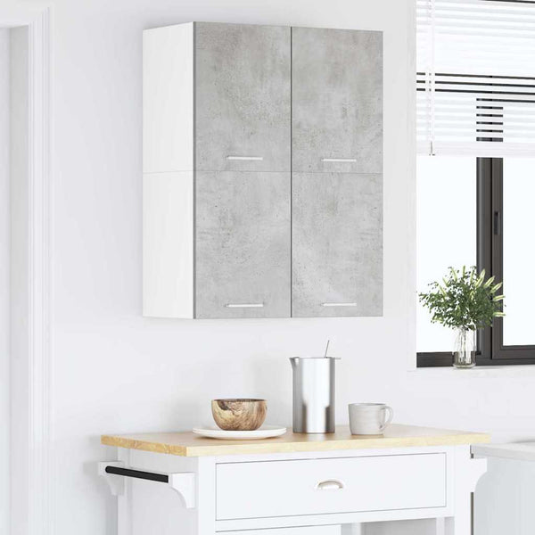 Hängeschrank mit Tür, Betongrau/Weiß, 2er-Set