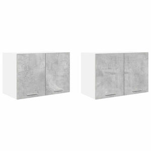 Hängeschrank mit Tür, Betongrau/Weiß, 2er-Set
