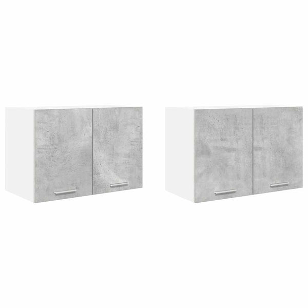 Hängeschrank mit Tür, Betongrau/Weiß, 2er-Set