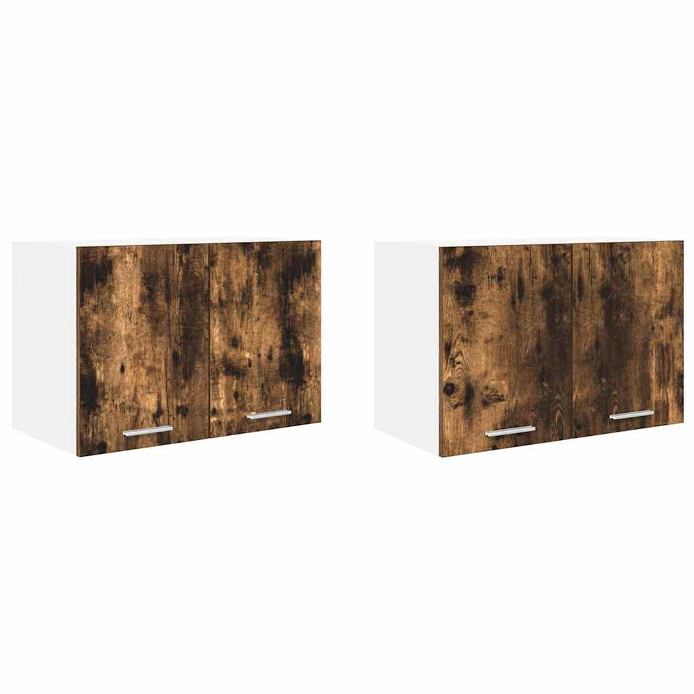 Hängeschrank 2er Set, Geräucherte Eiche/Weiß