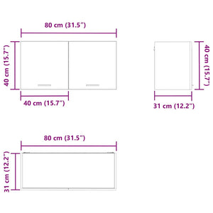Hängeschrank Schwarz Eichen-Optik 80 cm
