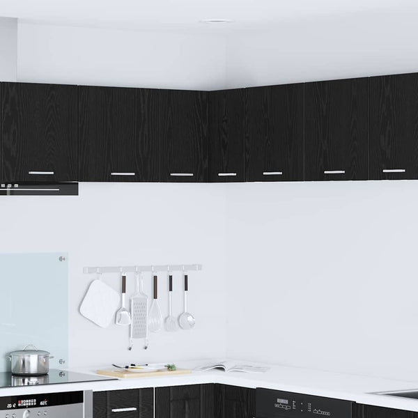 Hängeschrank, Schwarz Eiche/Weiß, 57x57x40 cm
