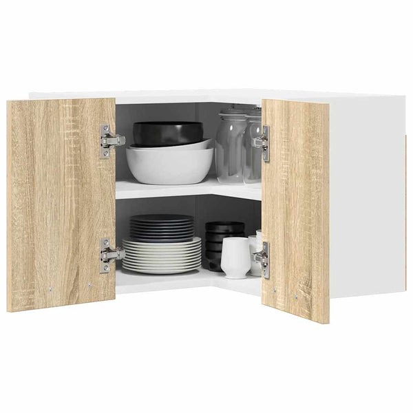 vidaXL Meuble haut de rangement chêne Sonoma et blanc 57 x 57 x 40 cm