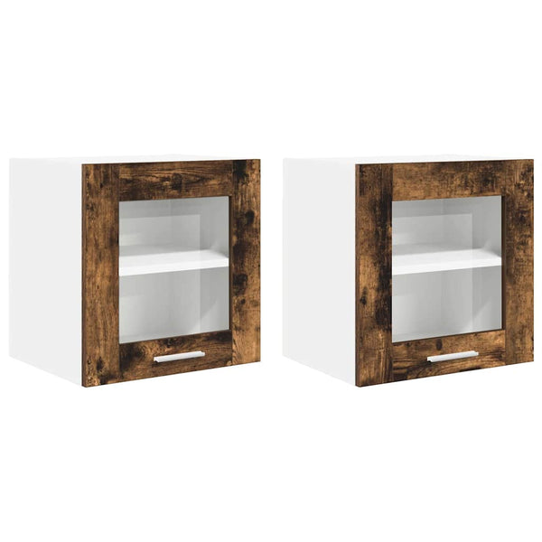 Hängeschrank 2er Set, Geräucherte Eiche, 40 cm