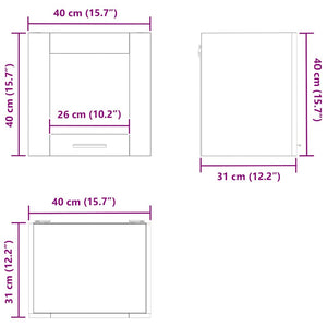 Hängeschrank 2er Set, Geräucherte Eiche, 40 cm