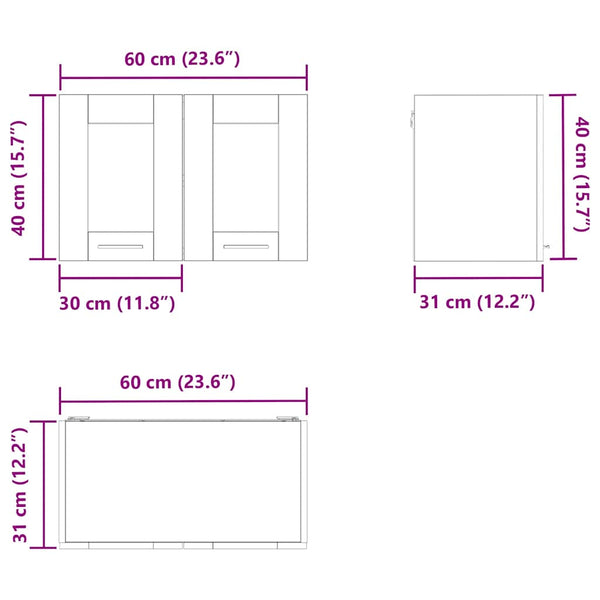 Hängeschrank Weiß 60x31x40cm