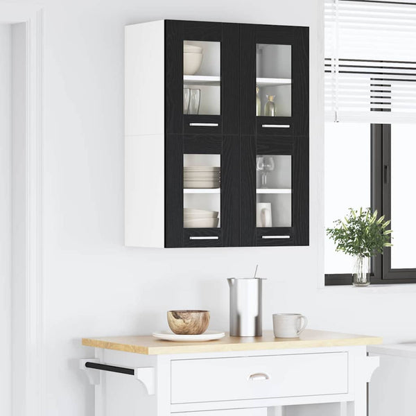 Hängeschrank Schwarz Eichen-Optik, 2er-Set