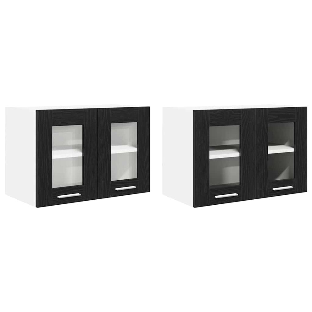 Hängeschrank Schwarz Eichen-Optik, 2er-Set