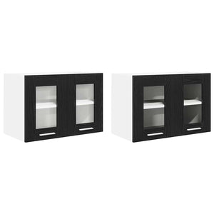 Hängeschrank Schwarz Eichen-Optik, 2er-Set
