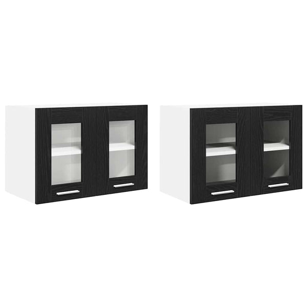 Hängeschrank Schwarz Eichen-Optik, 2er-Set