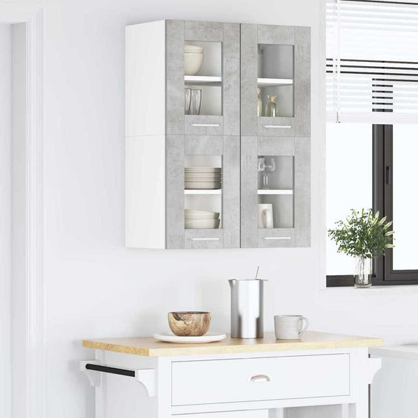 Hängeschrank 2er Set Beton Grau 60 cm