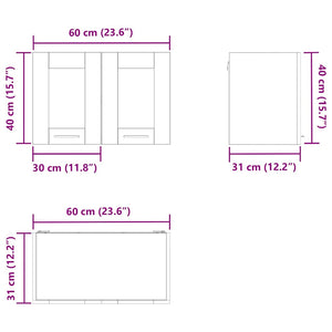 Hängeschrank Geräucherte Eiche 60 cm, 2er-Set