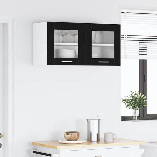 Hängeschrank Schwarz Eiche/Weiß 80x40cm