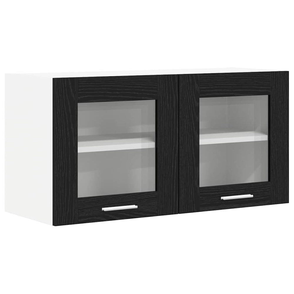 Hängeschrank Schwarz Eiche/Weiß 80x40cm