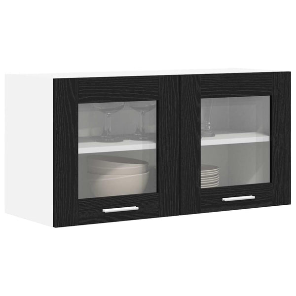 Hängeschrank Schwarz Eiche/Weiß 80x40cm