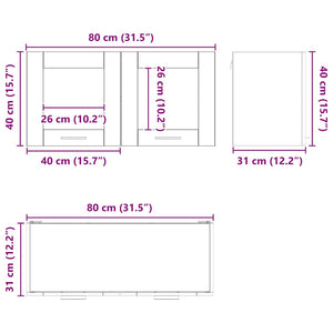 Hängeschrank Altes Holz/Weiß 80x40 cm