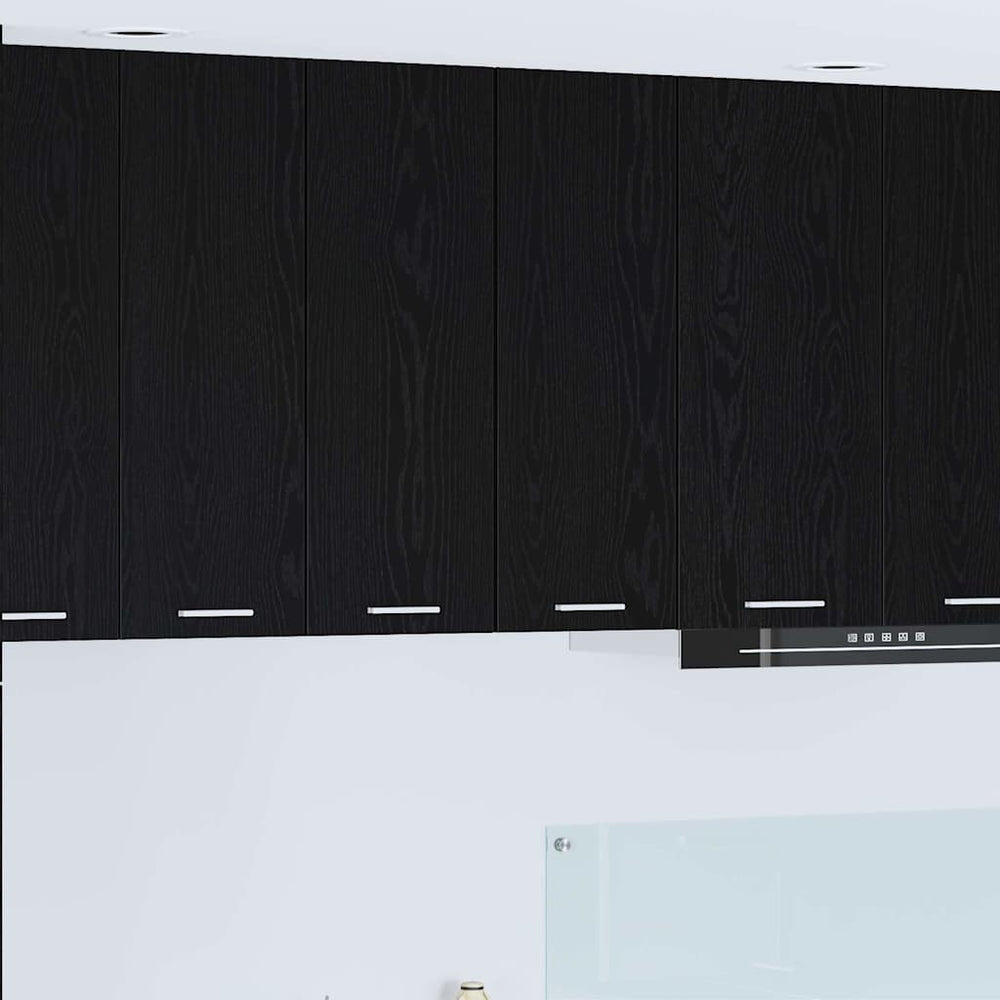 vidaXL Wall Cabinet 2 pcs Black Oak and White 30 x 31 x 80 cm