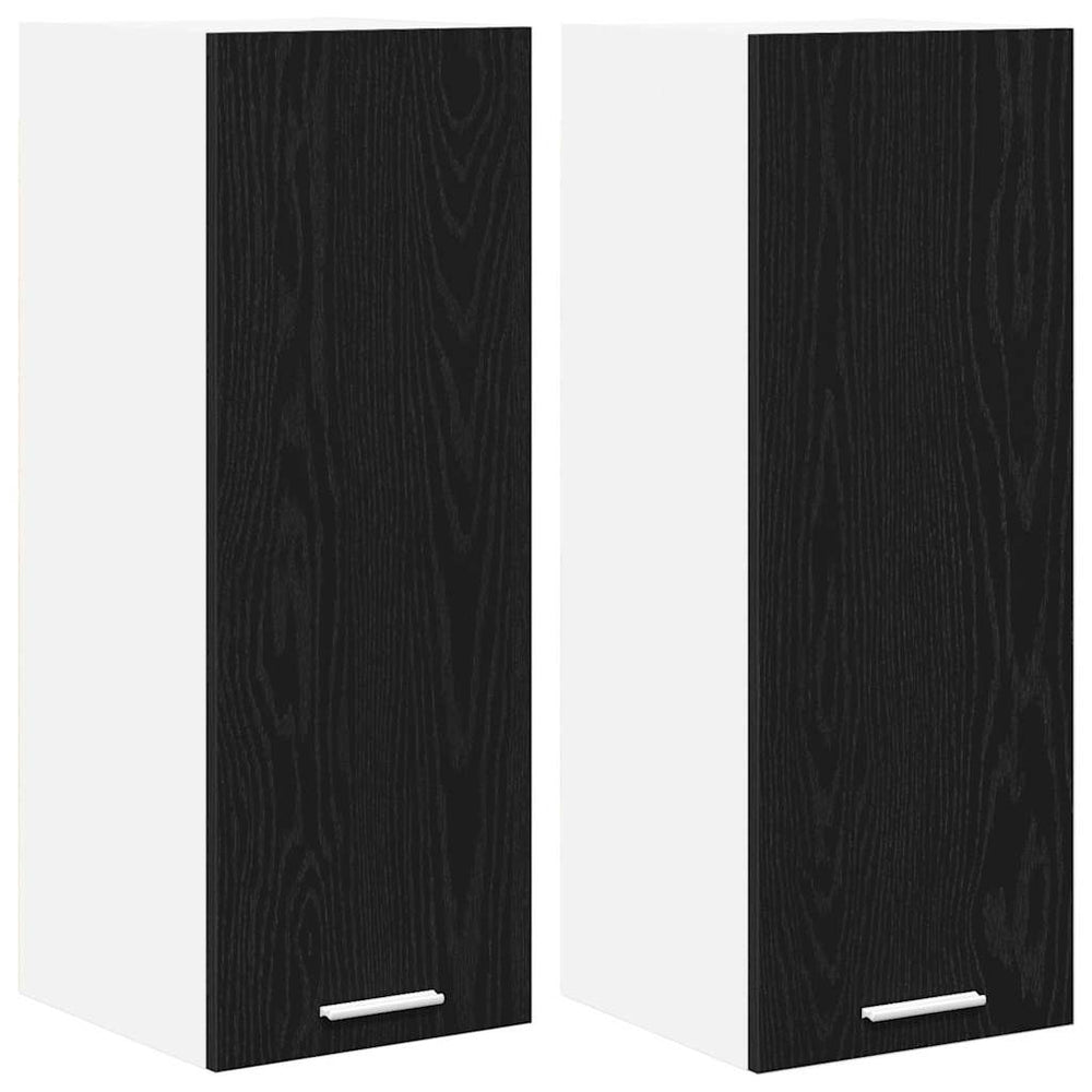 vidaXL Wall Cabinet 2 pcs Black Oak and White 30 x 31 x 80 cm
