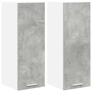 Hängeschrank mit Tür, 2er-Set, Betongrau/Weiß