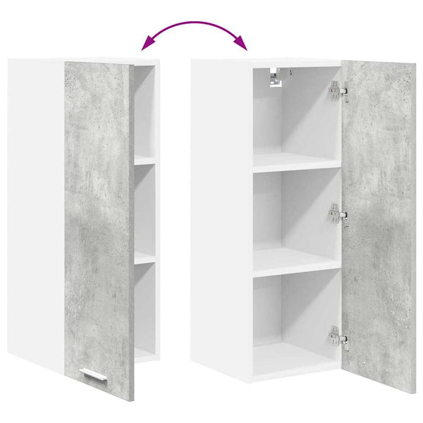 Hängeschrank mit Tür, 2er-Set, Betongrau/Weiß