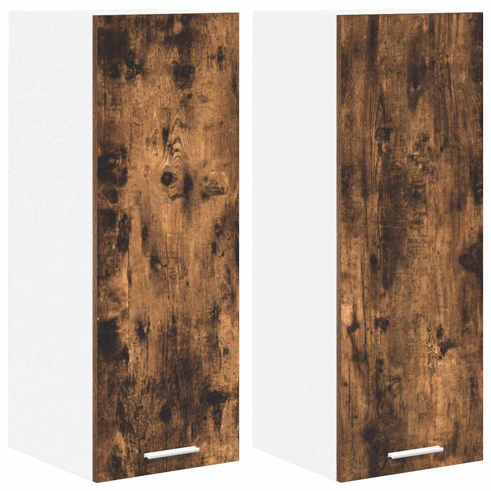 vidaXL Wall Cabinet with Storage Riga 2 pcs Smoked Oak and White