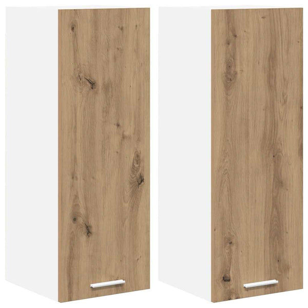 Hängeschrank 2er Set Eiche/Weiß 30x80 cm