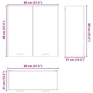 vidaXL Armoire murale avec porte Riga Chêne fumé 80 x 31 x 80 cm