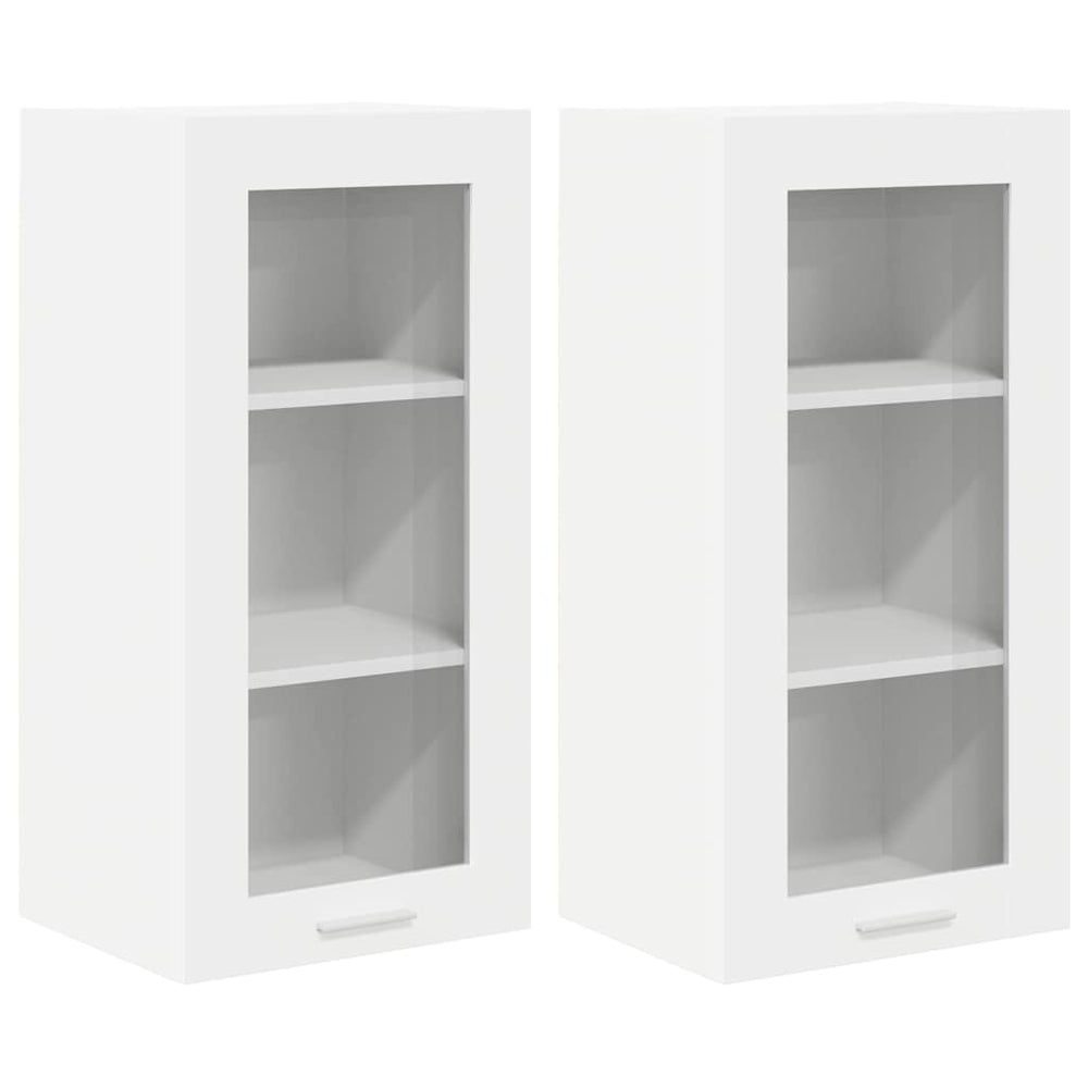 vidaXL Wall Cabinet with Door 2 pcs White 40 x 31 x 80 cm Engineered Wood