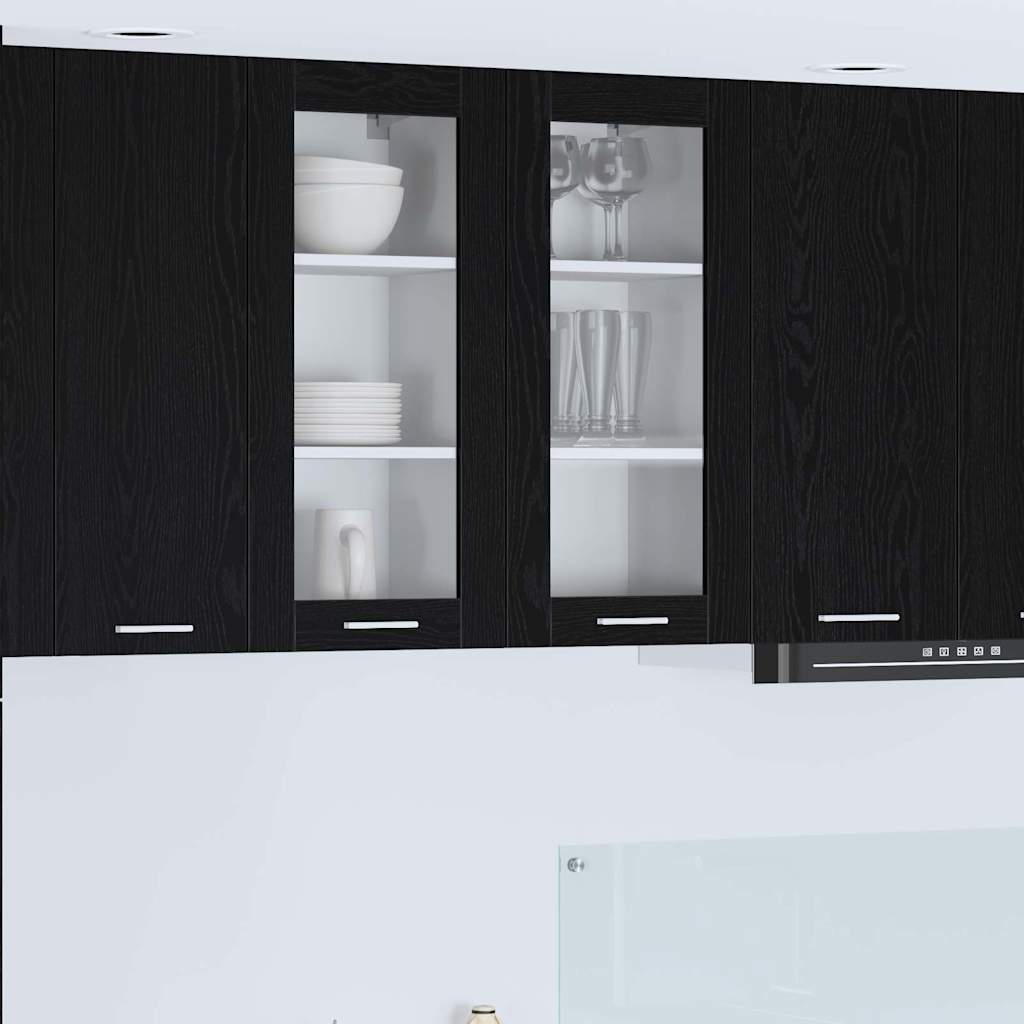 Hängeschrank Schwarz Eichen-Optik 40x80 cm