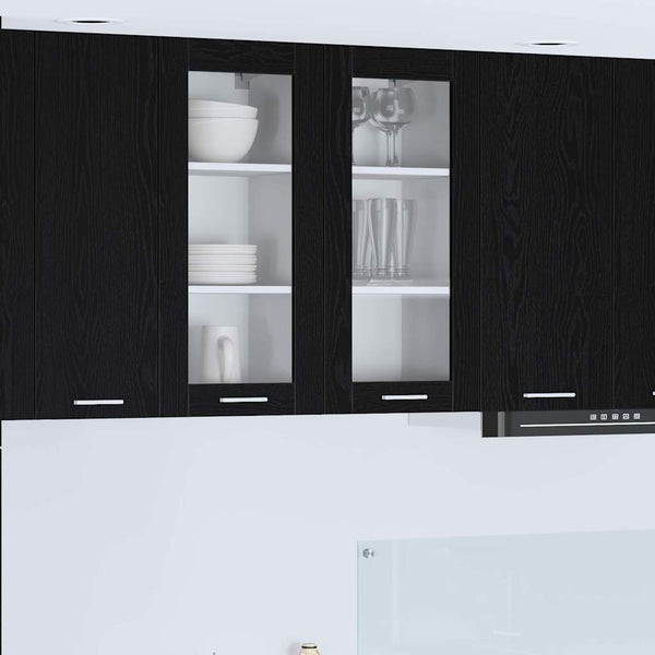Hängeschrank Schwarz Eichen-Optik, 2er-Set