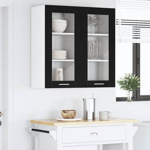 Hängeschrank Schwarz Eichen-Optik, 2er-Set