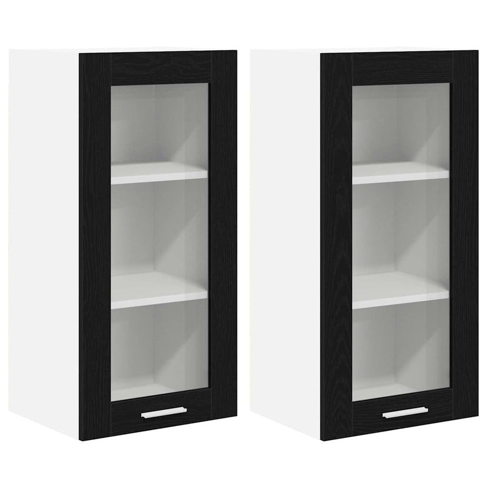 Hängeschrank Schwarz Eichen-Optik, 2er-Set