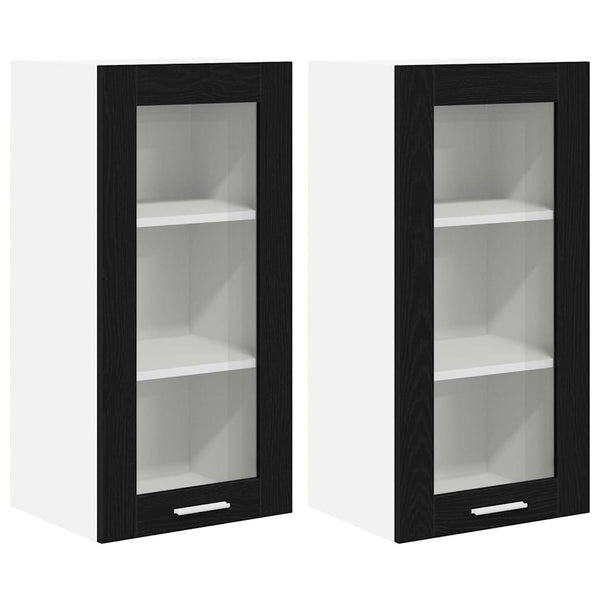 Hängeschrank Schwarz Eichen-Optik, 2er-Set