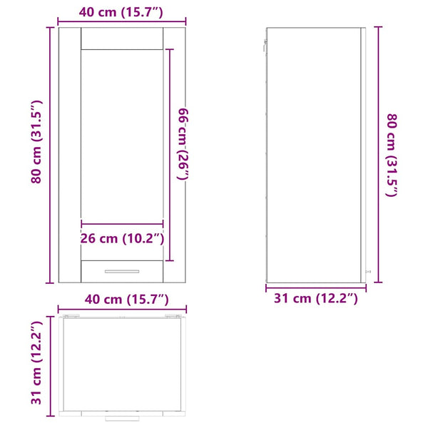 Hängeschrank Set, Geräucherte Eiche, 2er
