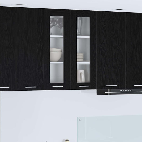 Hängeschrank Schwarz Eichen-Optik