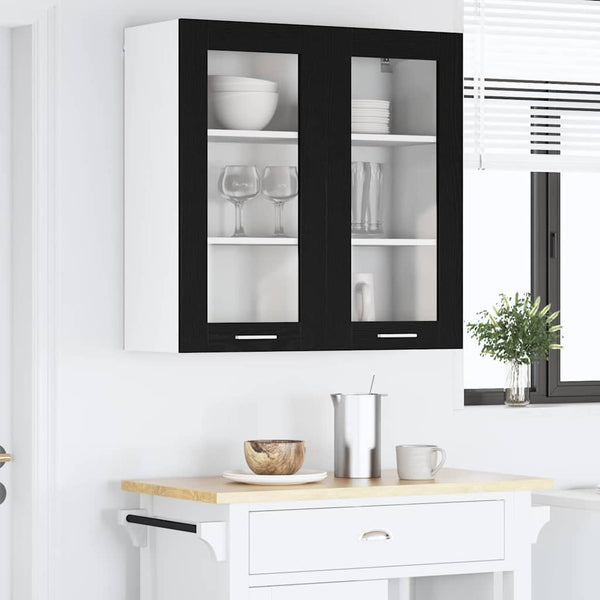 Hängeschrank Schwarz Eichen-Optik 80cm