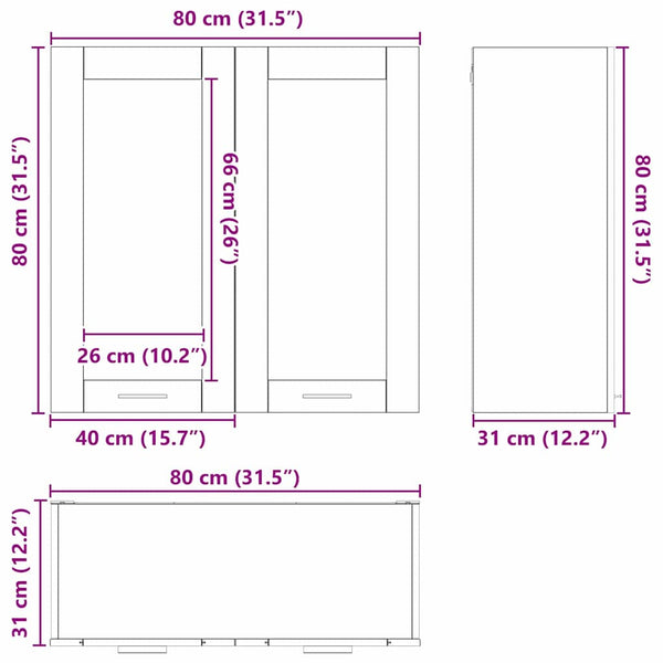 Hängeschrank Beton Grau 80x80 cm