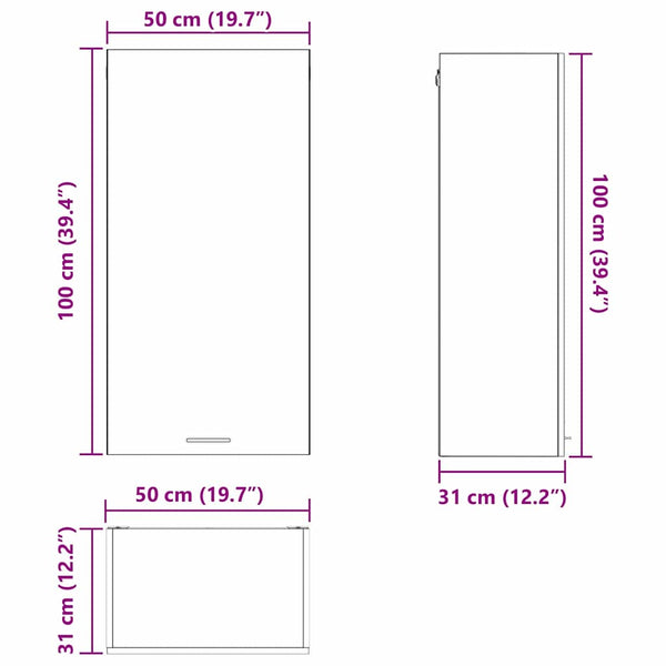 Hängeschrank Weiß 50x31x100cm