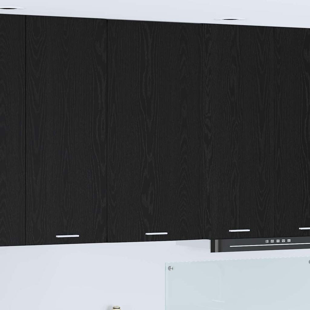 vidaXL Wall Cabinet with Door Black Oak and White 50 x 31 x 100 cm