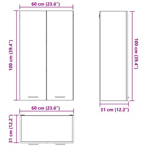 Hängeschrank Schwarz Eichen-Optik 60x100 cm