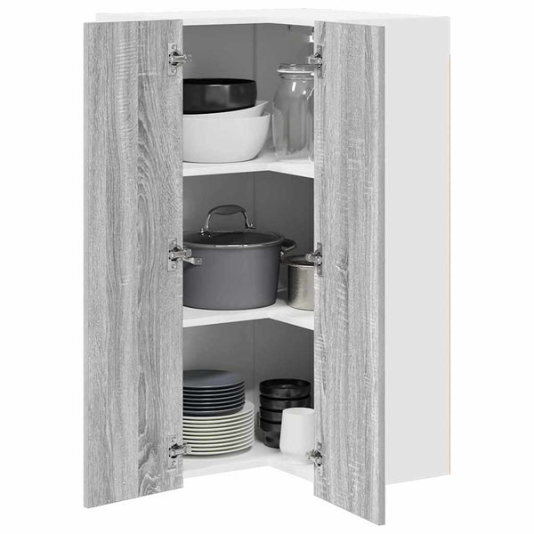 Hängeschrank Grau Sonoma/Weiß 57x57x100cm