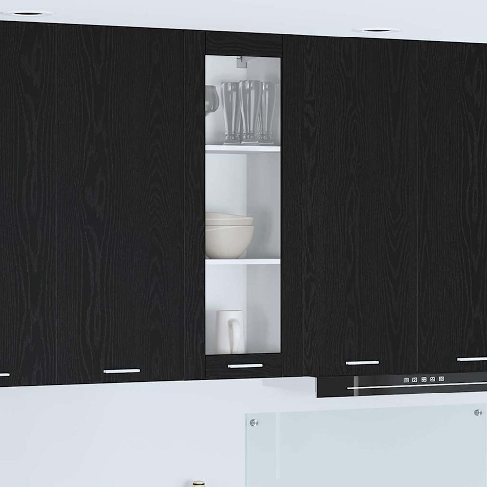 vidaXL Wall Cabinet with Storage Black Oak-Look 40 x 31 x 100 cm