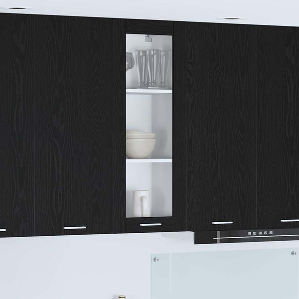 Hängeschrank Schwarz Eichen-Optik 40x31x100 cm