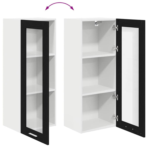 Hängeschrank Schwarz Eichen-Optik 40x31x100 cm
